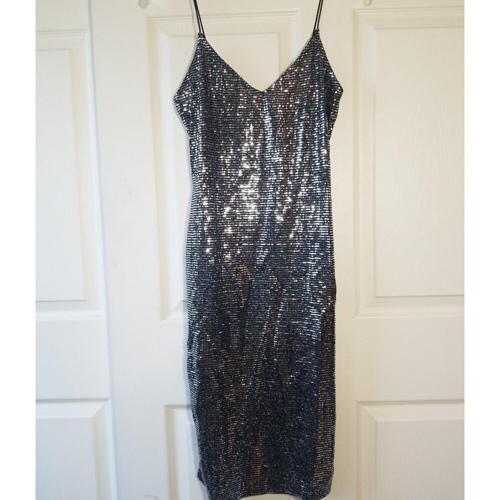 Mind code silver sequin bodycon dress